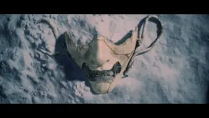 Ghost of Yōtei Ghost mask in snow – iconic image from Sucker Punch PS5 game