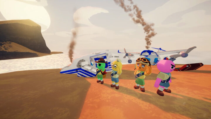 PEAK scouts gather beside a crashed airplane on a beach