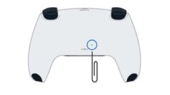 Rear of a DualSense controller showing the PS5 controller reset button